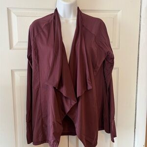 USA Z-Sol drape front jacket in Eggplant